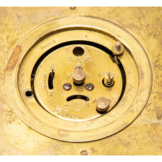 Metal Vintage Japy Onyx and Cloisonné Alarm Clock For Sale - Image 7 of 10