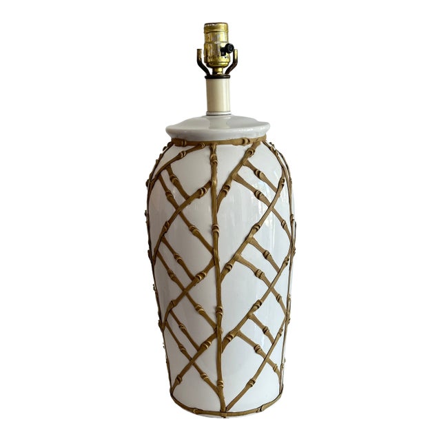 Ceramic Faux Bamboo Lamp For Sale