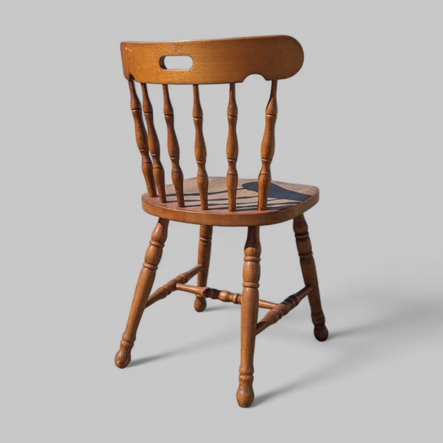 Vintage Ethan Allen Oak Spindle-Back Side Chair For Sale - Image 9 of 10