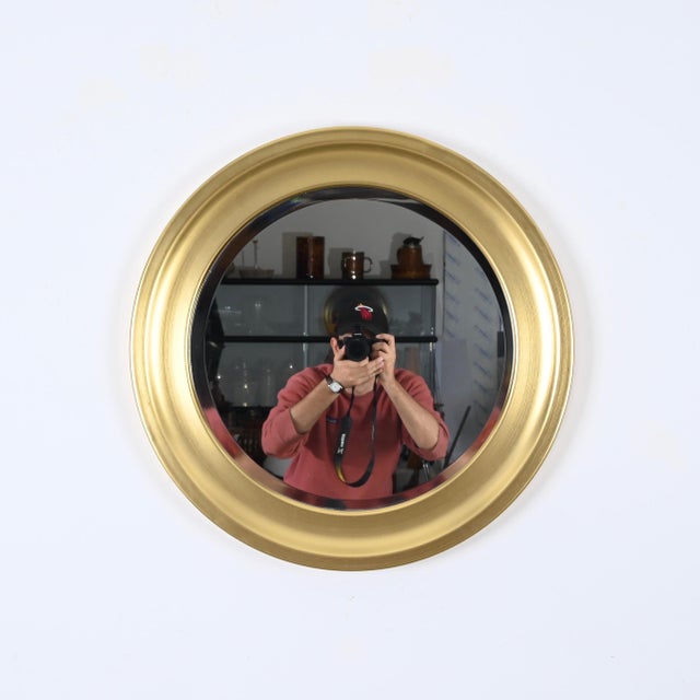 Artemide Mid-Century Golden Aluminum Round Mirror attributed to Sergio Mazza for Artemide, Italy, 1960s For Sale - Image 4 of 14