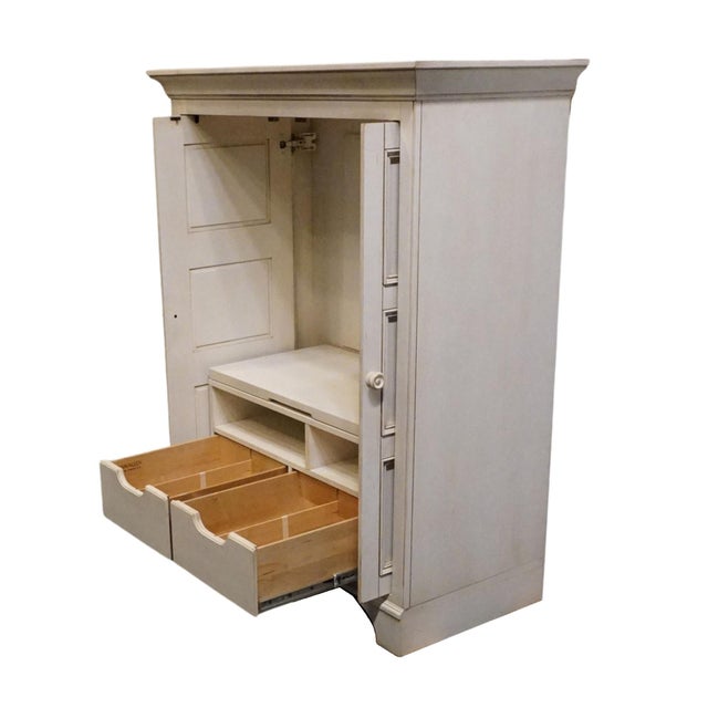 Ethan Allen New Country Collection 46" Media Armoire / Entertainment Cabinet 33-9810 - 610 Cotton Finish For Sale - Image 12 of 18