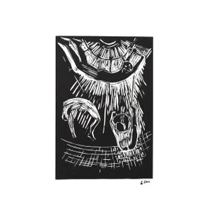 Trapeze Performers 1984 Linocut