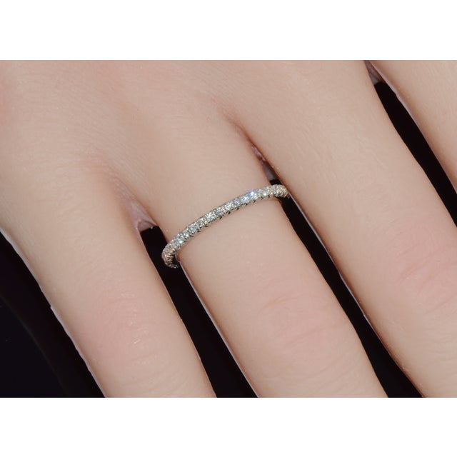 Authentic James Allen 14k White Gold French Pavé Diamond Wedding Band Ring Size 5 For Sale In Dallas - Image 6 of 12