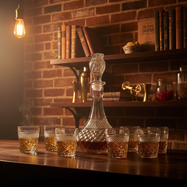 Bring timeless Mid-Century style to your home bar with this vintage Anchor Hocking Wexford barware set, including one...