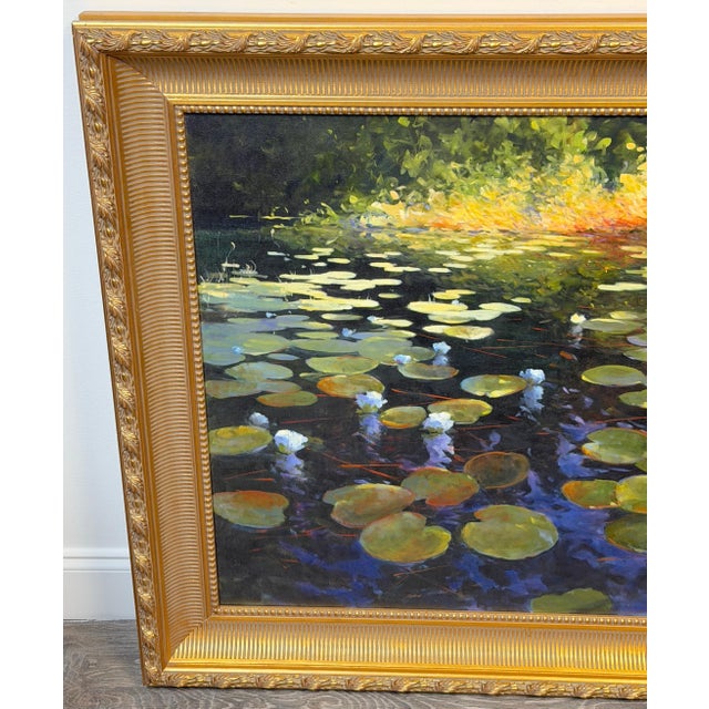 Barbara Applegate (American, b. 1954) Impressionist Water Lilies For Sale - Image 4 of 15