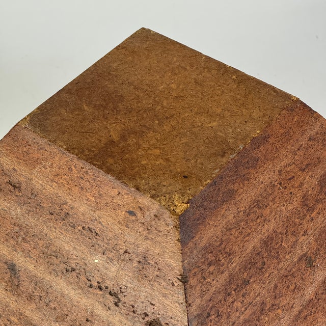Brown Vintage Original Geometric Wood Sculpture in Faceted Polyhedron Diamond/Pyramid Shape For Sale - Image 8 of 9