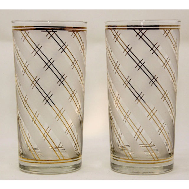 Vintage Culver striped gold line barware high ball glasses. Gold Striped Set of 2 Signature Culver glasses Art Deco style...