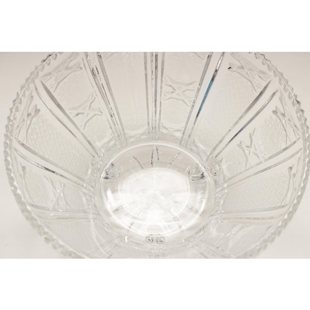 Bohemian Crystal Large Diamond Cut Footed Serving Bowl, Circa 1970s For Sale - Image 4 of 12