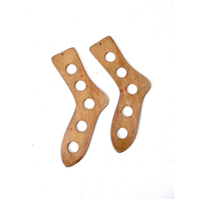 Antique Primitive Wooden Sock Stretchers Pair For Sale - Image 6 of 7