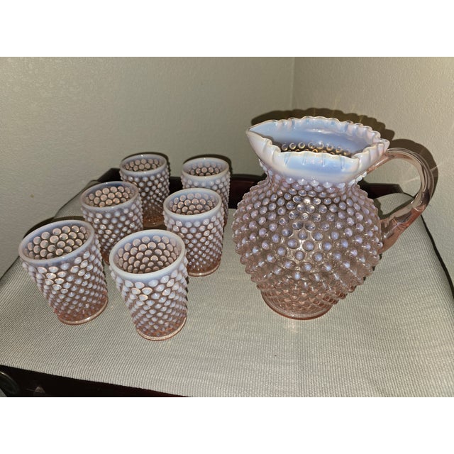 Vintage Fenton Pitcher With 6 Tumbler For Sale - Image 11 of 12