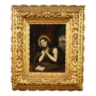 Venetian School Artist, Penitent Magdalene, 1640, Oil on Copper For Sale