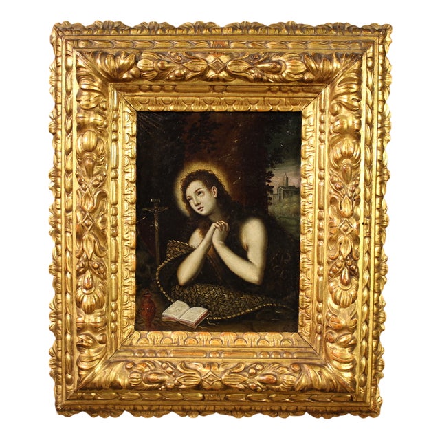 Venetian School Artist, Penitent Magdalene, 1640, Oil on Copper For Sale