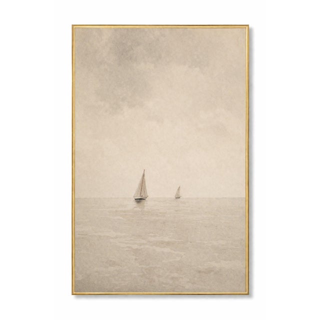 Not Yet Made - Made To Order Coastal Horizon Series, Minimal Sailboat Seascape Art Prints, 24" × 36" (Set of 3) For Sale - Image 5 of 10