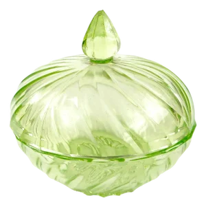 Art Deco Uranium Glass Candyer from Zawiercie Glassworks, Poland, 1950s