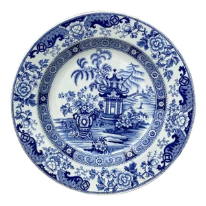 19th Century French Blue & White Chinoiserie Platter Creil Et Montereau