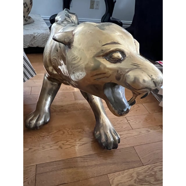1960 Mid Century Modern Japanese Life Size Brass Panther For Sale - Image 4 of 8