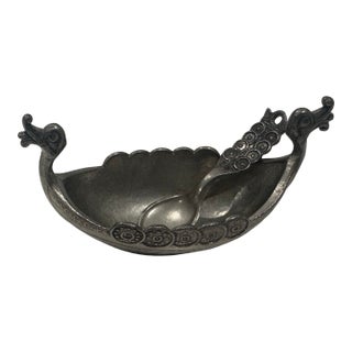 1950s Midieval Norge Pewter Viking Ship Small Cellar For Sale