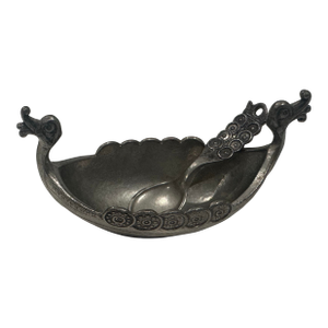 1950s Midieval Norge Pewter Viking Ship Small Cellar