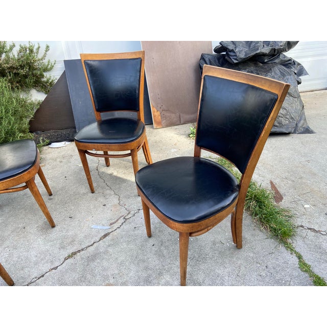 Black Vintage Set of 4 Thonet Style Bentwood Dining Chairs -MCM Needs Restoration For Sale - Image 8 of 12
