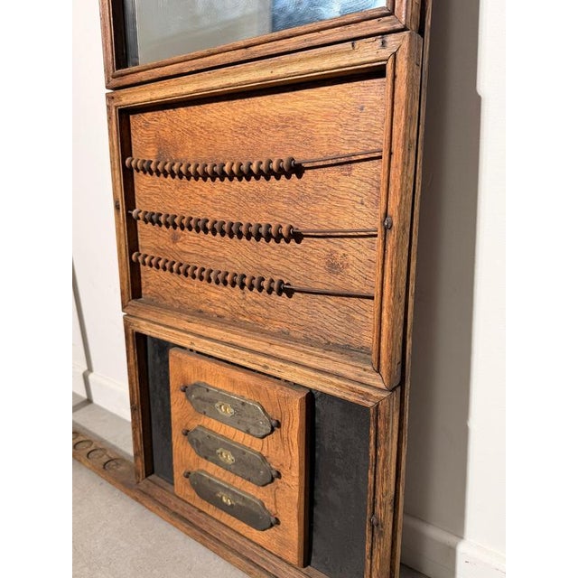 Antique Billiard Cue Stand with Scoring Board and Mirror For Sale - Image 3 of 7