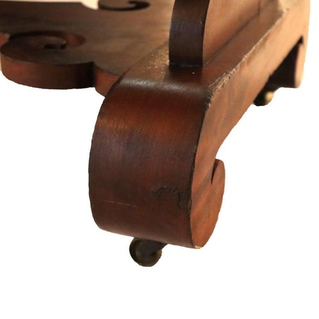 Mid 19th Century Antique Quervelle School Classical Flame Mahogany Marble Top Trestle Table C1840 For Sale - Image 5 of 17