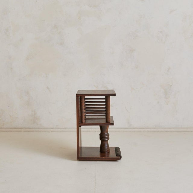 Art Deco French Spool‑Detail Oak Side Table in the Manner of Charles Dudouyt, 1940s For Sale - Image 3 of 10