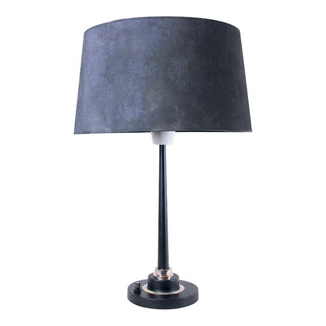 Maison Jumo Black and Brass Table Lamp, Mid-Century France For Sale