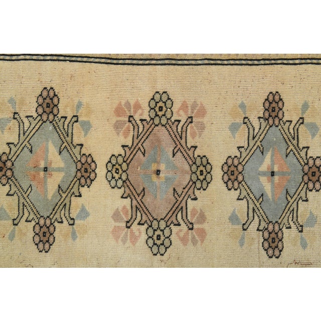1970s Vintage Turkish Oushak Handmade Wool Cotton Beige Area Rug For Sale - Image 9 of 11