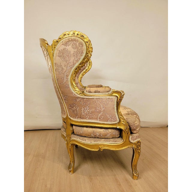 Gold Louis XV Style Golden Wood Lounge Chair For Sale - Image 8 of 16