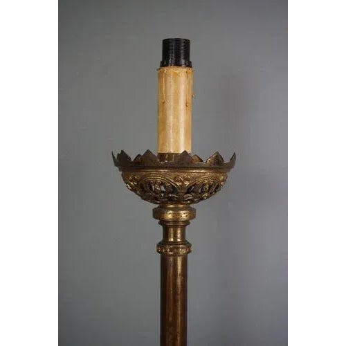Metal Large Gold-Colored Table Lamp For Sale - Image 7 of 9