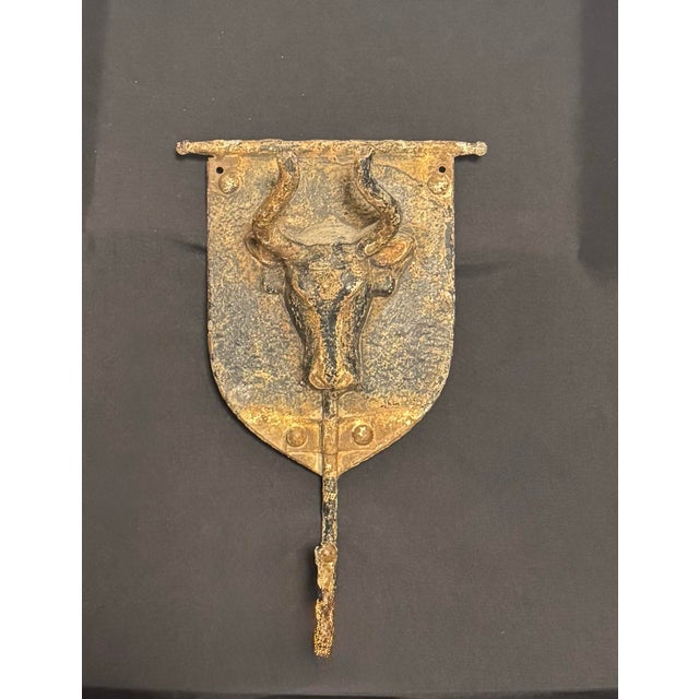Early 21st Century Designer-Sourced Sculptural Bull Head Wall Hook on Shield Backplate For Sale - Image 5 of 12