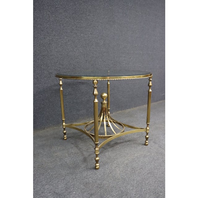 Italian Neoclassical Solid Brass Round Center Table With Glass Top For Sale - Image 4 of 10