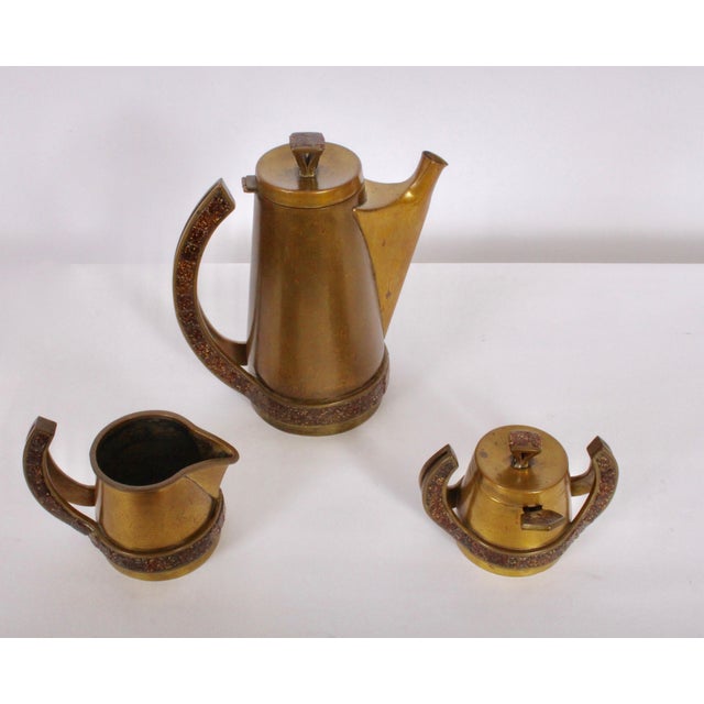 Mid-Century Modern Salvador Teran Brass & Copper Terrazzo Tea Service, 1950s - 7 Pieces For Sale - Image 3 of 7