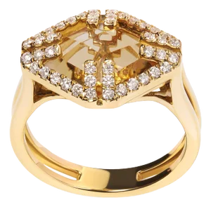 14K Yellow Gold Marquise-Cut Yellow Citrine and 1/3 Cttw Diamond Halo Cocktail Ring (G-H Color, SI1-SI2 Clarity) - Size 7