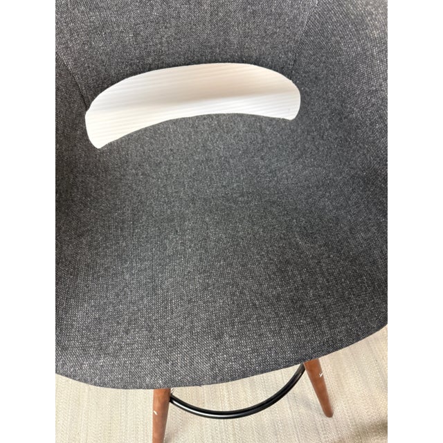 Textile Dot & Bo Tete-a-Tete Gray Flannel Bar Stools, Set of Three For Sale - Image 7 of 12