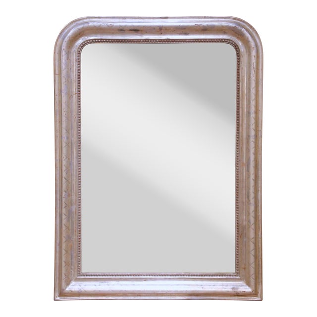 19th Century French Louis Philippe Silver Leaf Mercury Glass Wall Mirror For Sale