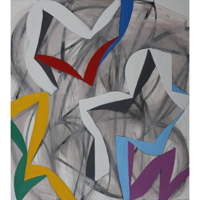 Contemporary Abstract Oil and Acrylic on Canvas "19m1p-2019" by Alain Clément For Sale - Image 4 of 4