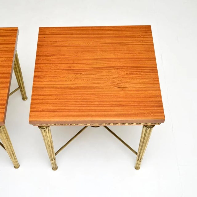 Vintage Satinwood and Brass Side Tables, 1920, Set of 2 For Sale - Image 4 of 9