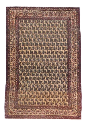 Antique Brown Lavar Kerman Persian Area Rug