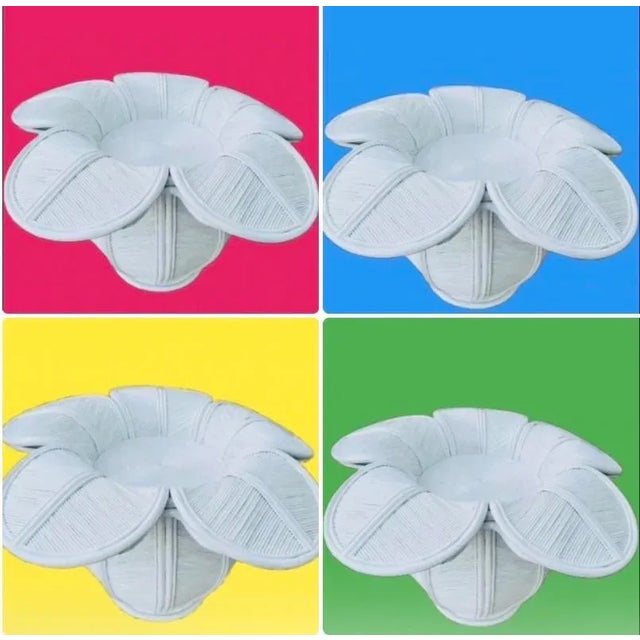 Hollywood Regency 1970s Coastal Pencil Reed Rattan and Bamboo Sculptural Italian Dining Table Base Like a Daisy Shape. For Sale - Image 3 of 9