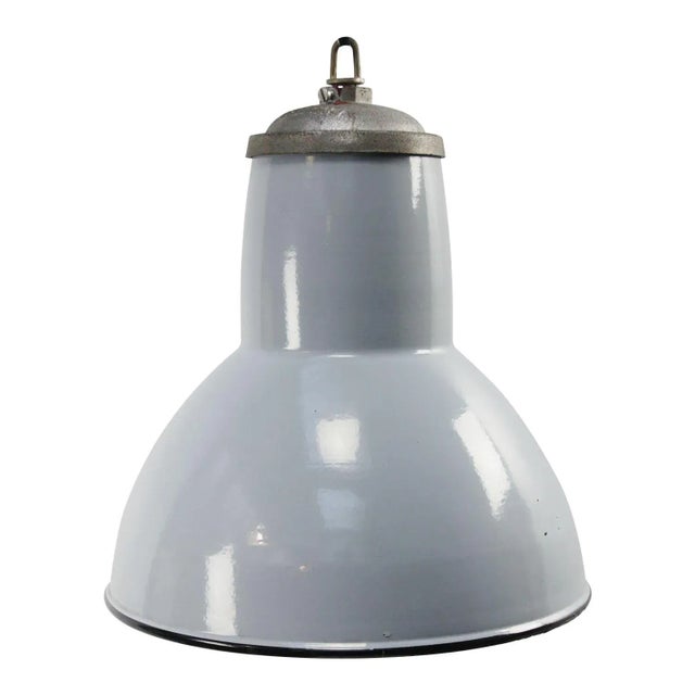 Metal Vintage Industrial Dutch Gray Enamel Pendant Light from Philips For Sale - Image 7 of 7