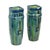 Pair of antique Art Nouveau vases made of blue and green glazed majolica earthenware, better known as Flemish earthenware,...