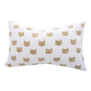 Fabdivine Halloween Kitty Block Print Pillow Cover Handcrafted Cotton Throw for Home Styling Size 18x18- Kitty For Sale