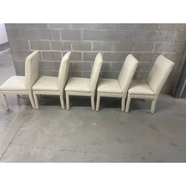 Mid-Century Modern Mid Century Modern Parson Faux Bois Dining Chairs - 6 For Sale - Image 3 of 7