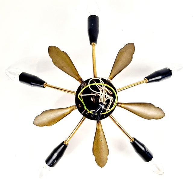 Black Mid-Century Modern Ceiling Light, Italy, 1950s For Sale - Image 8 of 18