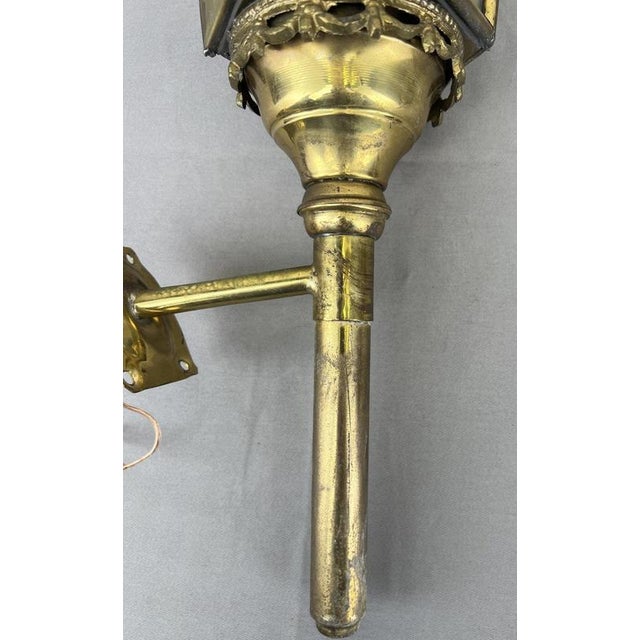 Antique French Glass Lantern Wall Sconces, Set of 2 For Sale - Image 6 of 14