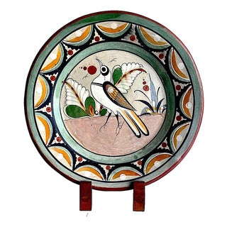 1960s Tonalá Mexico Decorative Wall Platter With Bird Motif For Sale