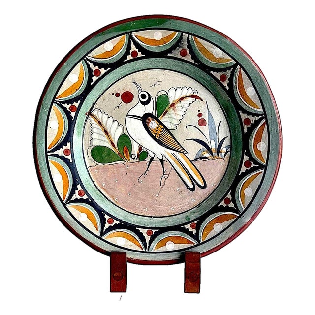 1960s Tonalá Mexico Decorative Wall Platter With Bird Motif For Sale