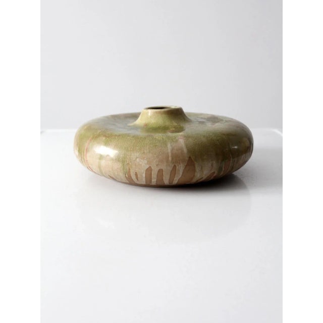 Contemporary Vintage Studio Pottery Disc Vase For Sale - Image 3 of 9