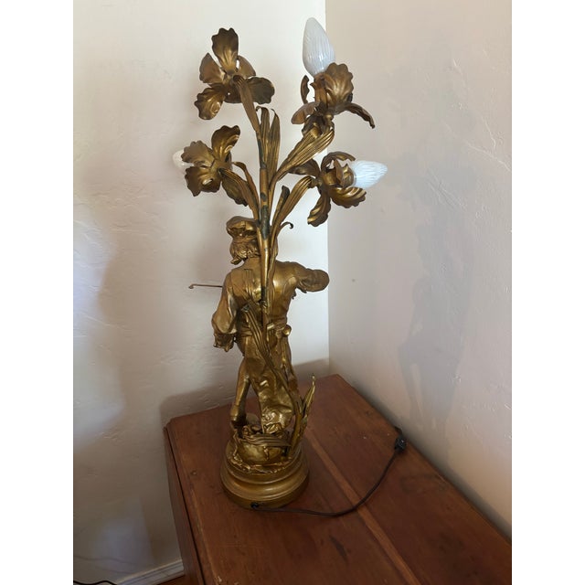 Early 20th Century Adrien Etienne Gaudez Lulli Enfant Figural Newel Post Lamp For Sale - Image 10 of 10